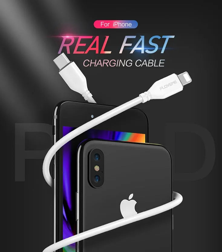 White braided USB-C to Lightning charging cable measuring 1 metre length for iPhone devices