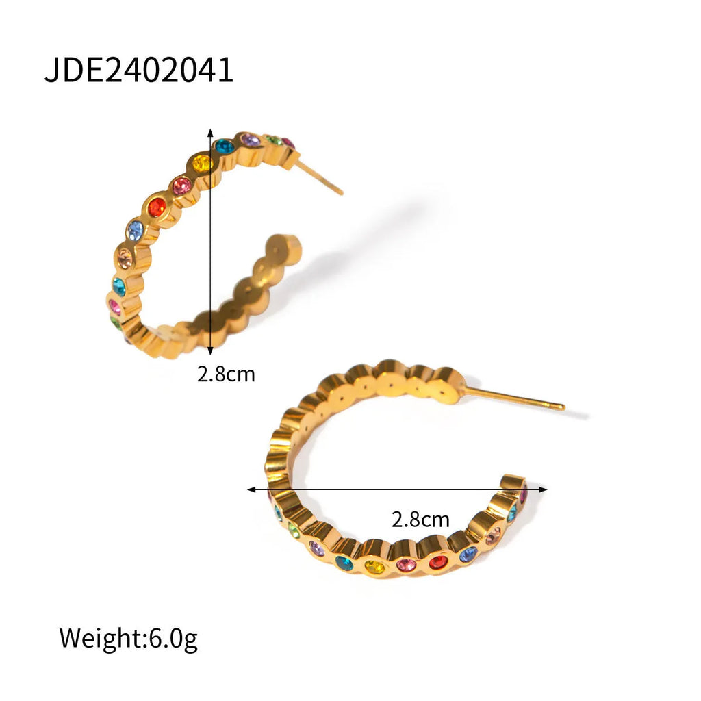 Stainless steel geometric earrings for women, electroplated quadrilateral pair in JDE colour options