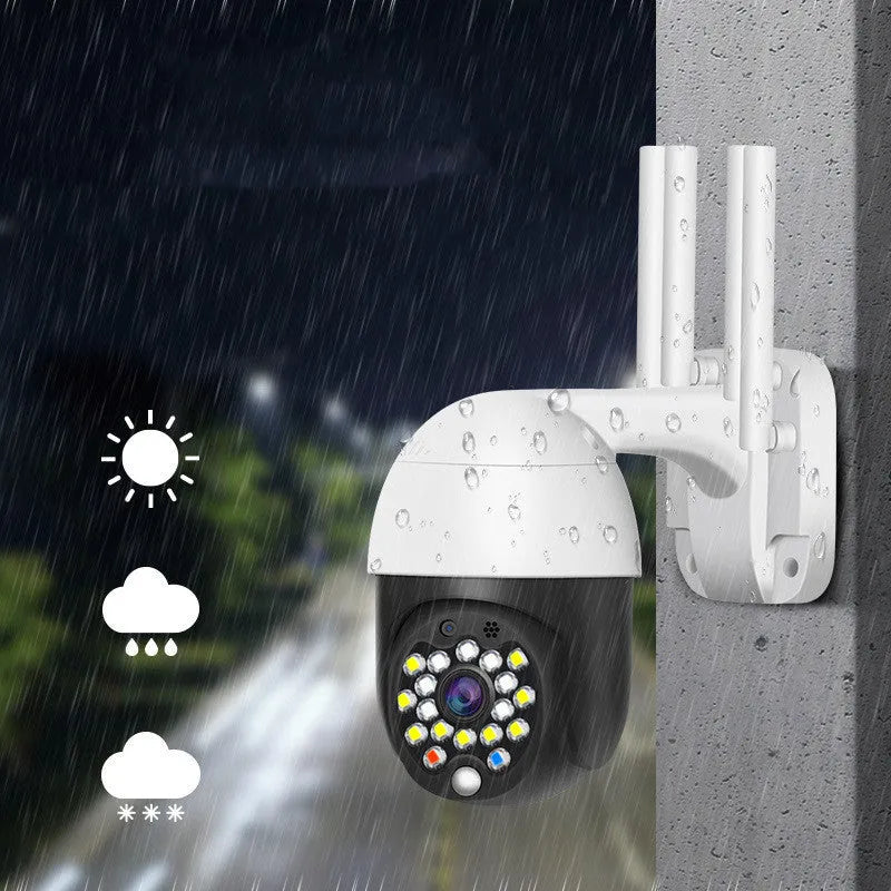 White plastic wireless dome security camera with 3.6mm lens for indoor and outdoor home surveillance