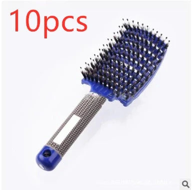 Detangling hairbrush with bristle and nylon teeth for effortless hair management and scalp massage