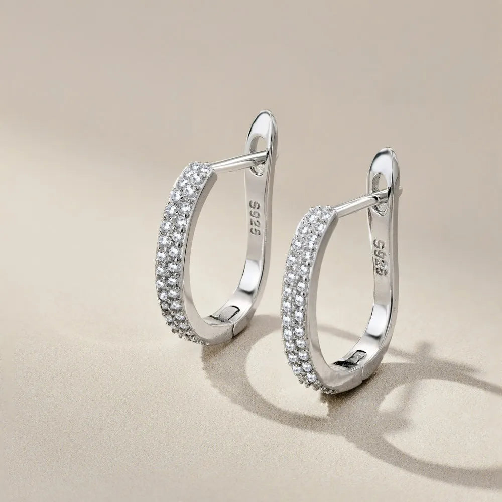 Women's niche fashion 925 silver ear clip with U-shaped geometric design and electroplated finish, colour DY110203 S W WH