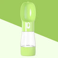 Portable dog water dispenser with 258ml capacity and food container in pink, for outdoor walking and travel