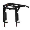 Black wall-mounted single parallel bars fitness rack for pull-ups and sandbag training