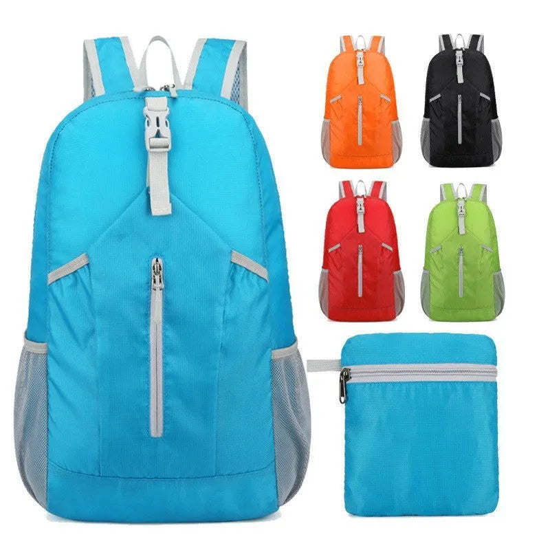 Unisex waterproof hiking backpack in Oxford cloth with curved shoulder straps, available in multiple colours, under 20L capacity.