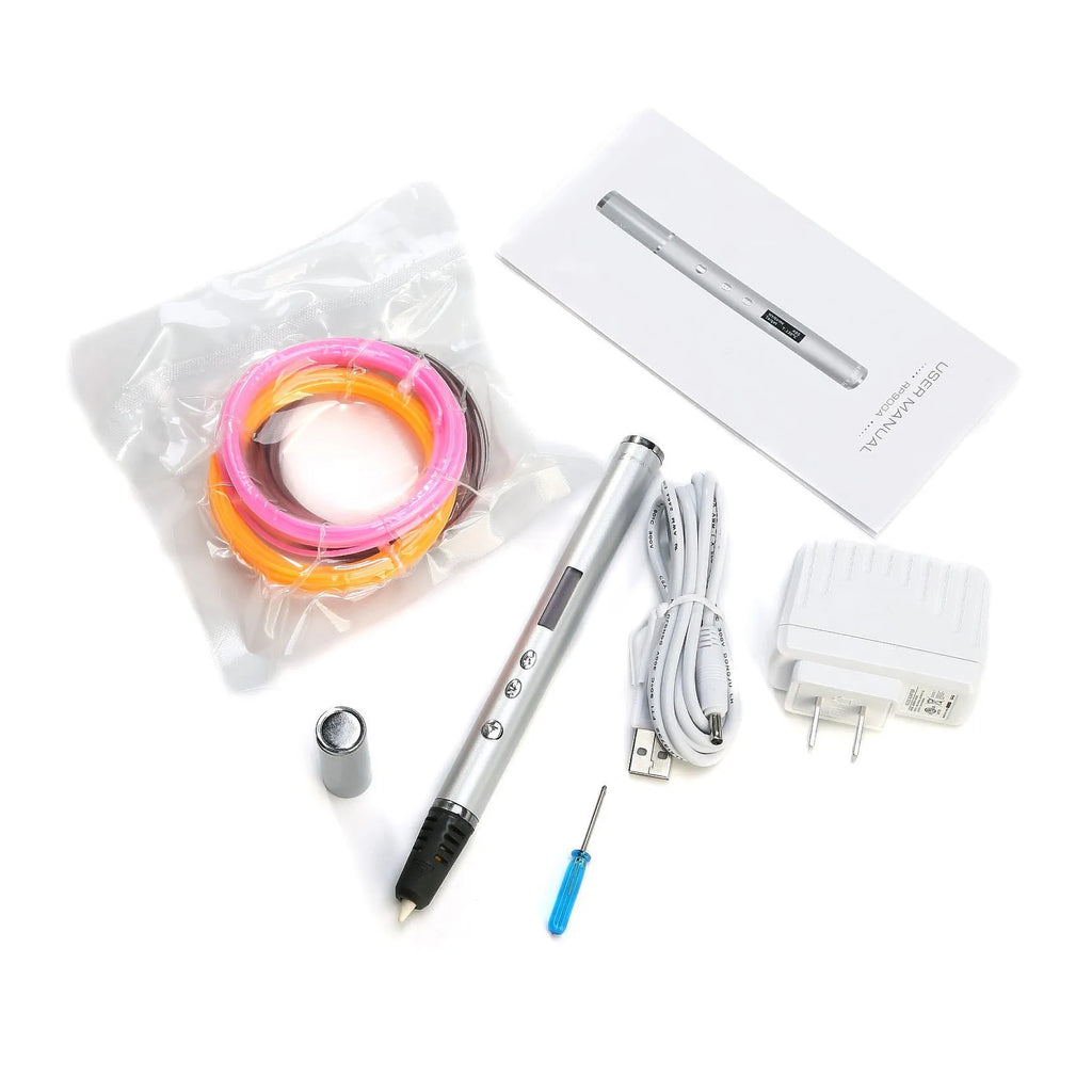 3D printing pen for DIY educational toys in black, gold, pink, or silver colour with adjustable speed control
