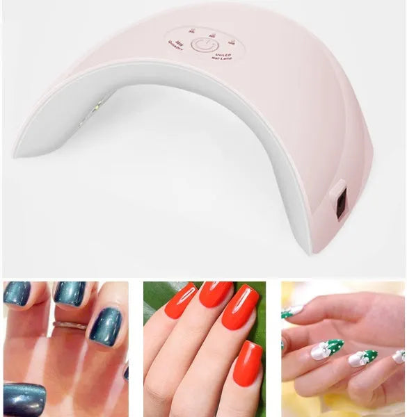 White 36W LED phototherapy nail lamp with 365 + 405nm wavelength and 190 x 120 x 75mm size