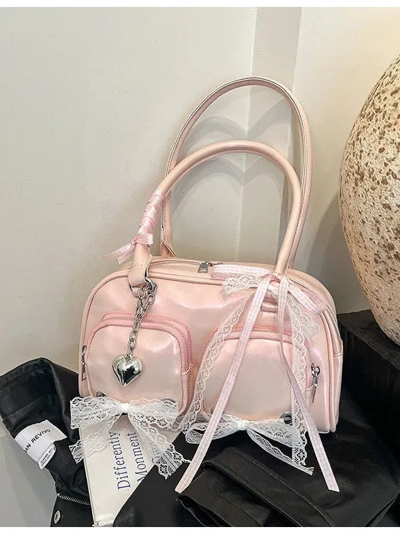 Soft PU leather women's shoulder bag in horizontal square shape, shown in beige colour.
