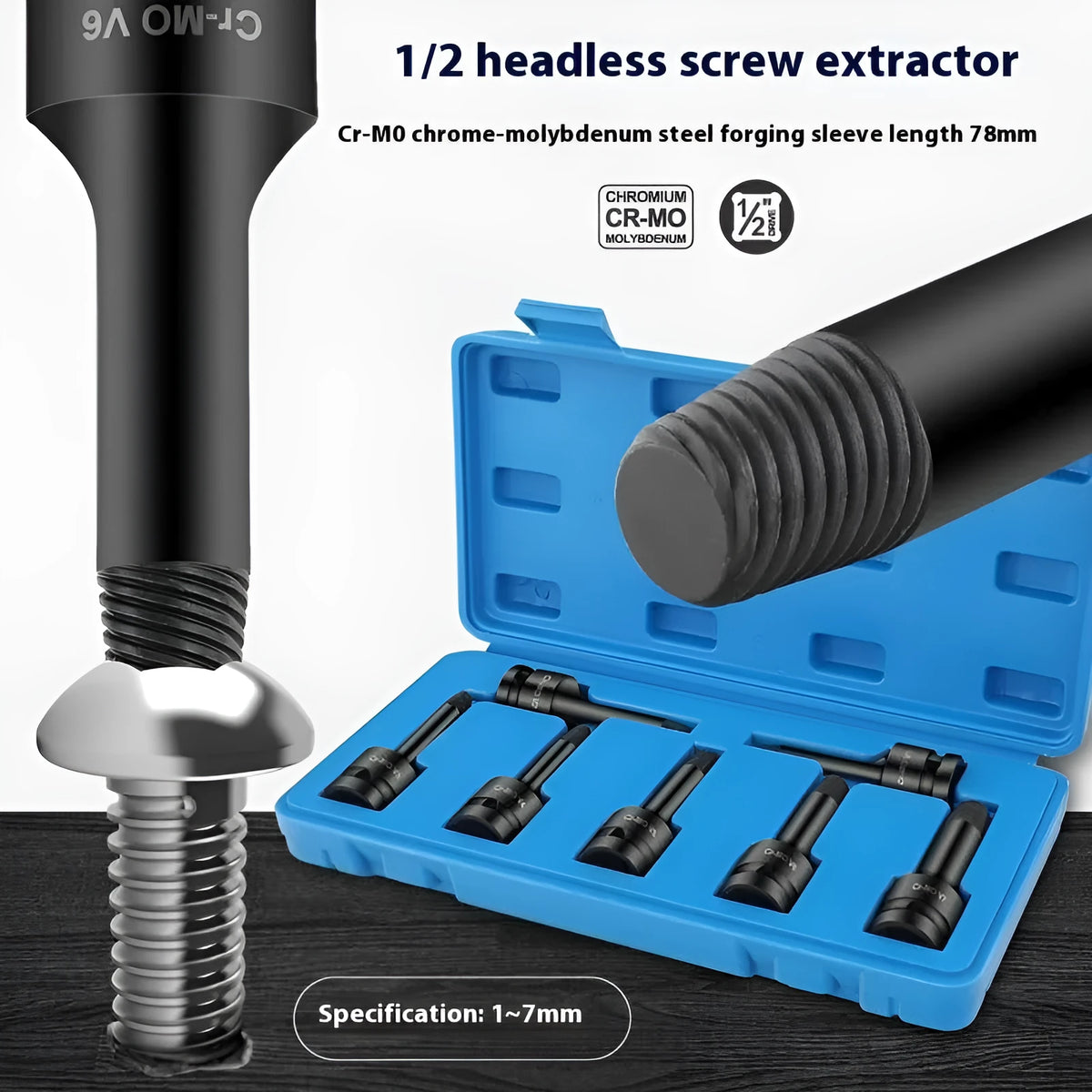 Electric wrench broken stud spanner set, alloy tool, 7 pieces, 60mm or 78mm model for home tools repair