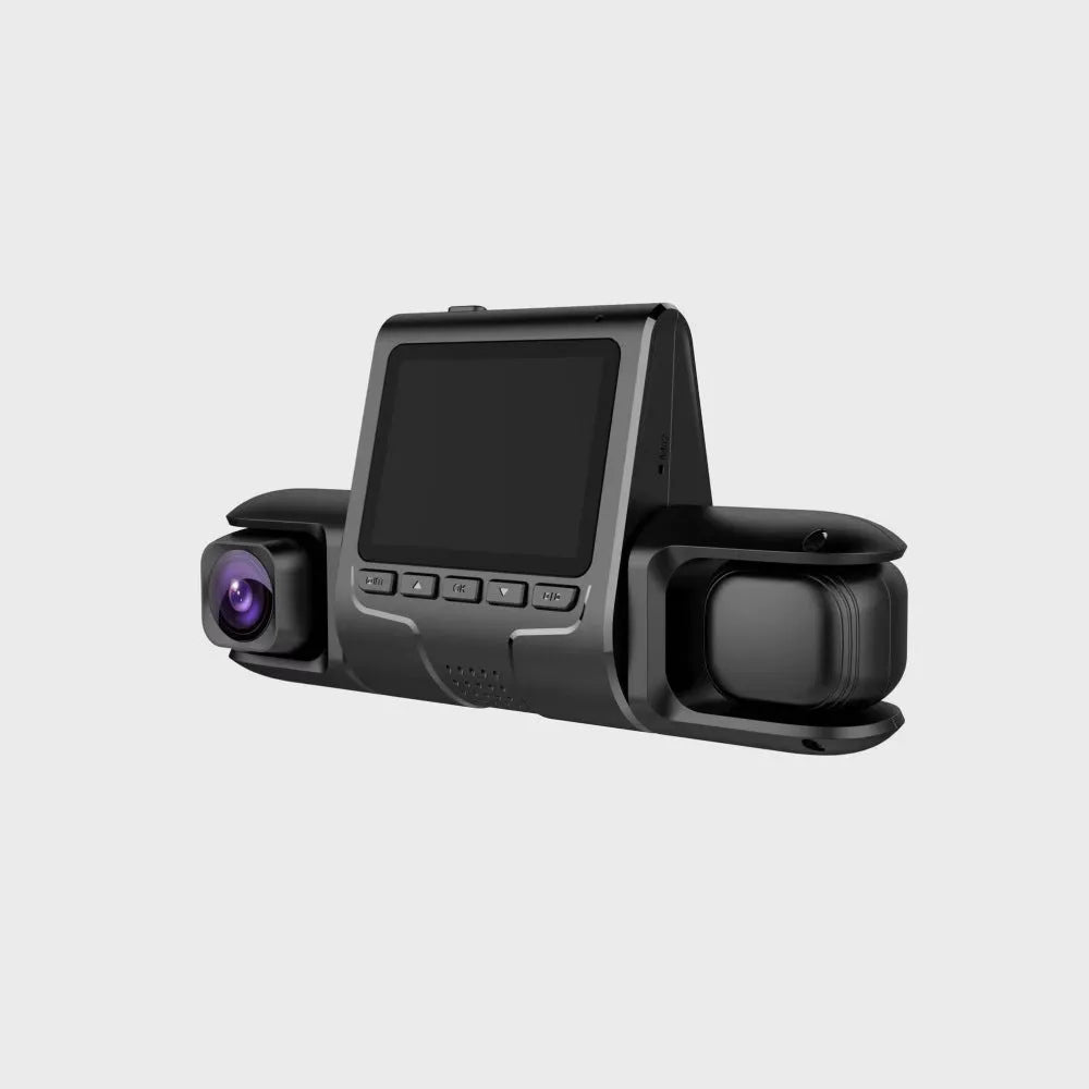 Car reversing camera system with 2.4 inch display, 1080p front and rear recording, and 3 or 4 lens co-display options