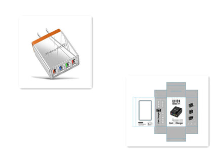 4-port USB wall charger with Quick Charge 3.0 technology for fast charging of smartphones and tablets