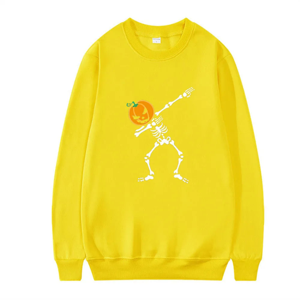 Women's printed long sleeve crew neck top in cotton polyester blend, shown in various colours.