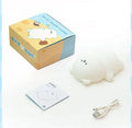 Lying flat bear small night lamp with RGB colour switching, silicone exterior, and rechargeable battery
