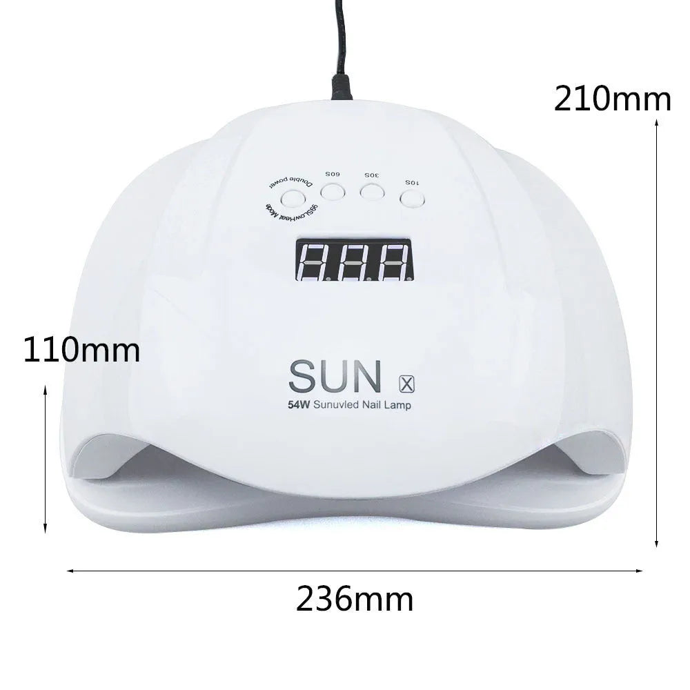 54W nail lamp dryer with EU or US plug and 100-240V universal voltage for gel polish curing