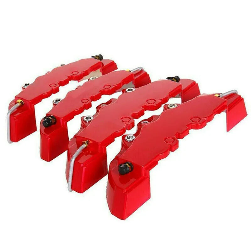 Red four-piece brake caliper cover set in small, medium and large sizes for car modified brake calipers