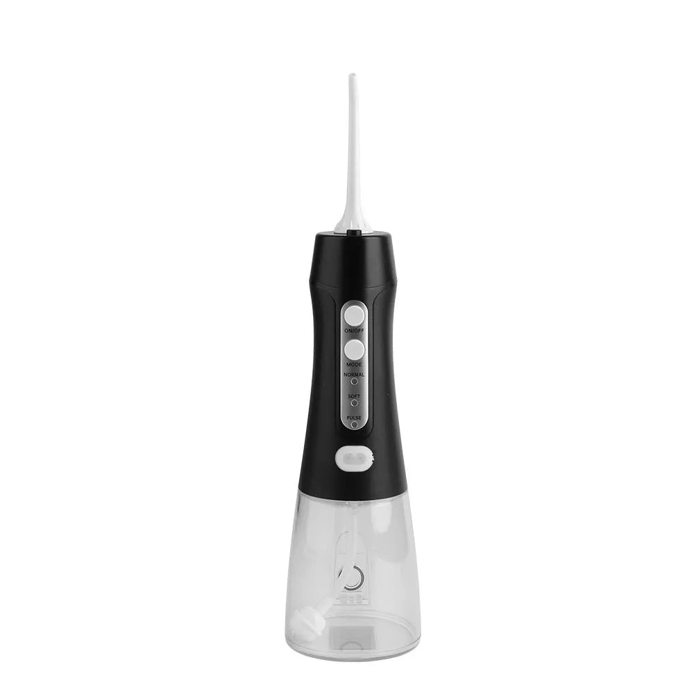 Portable electric tooth pulse water flosser with 300ml removable tank, three nozzles and IPX8 waterproof rating in avocado upgrade colour