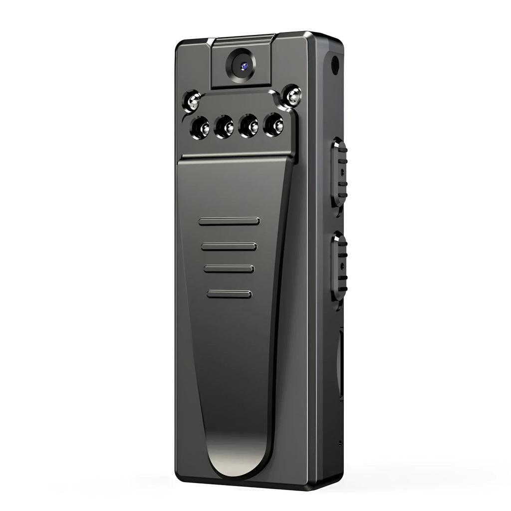 Black 1080p HD DV home camera with night vision, shown with one-button controls and a rotatable lens.