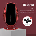 Car air outlet phone holder with wireless charging and electric clamping in black, red, or green