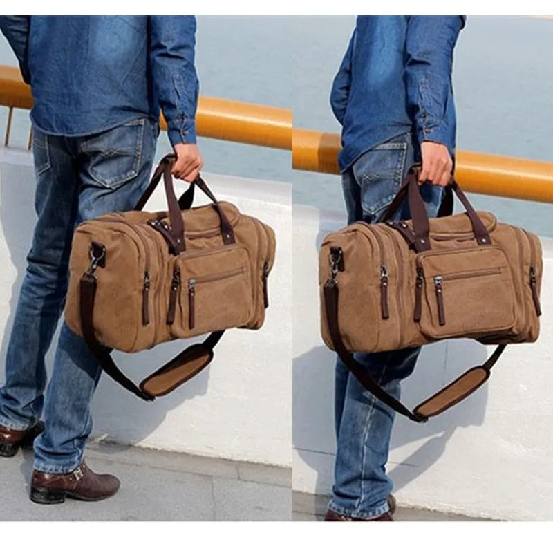 Canvas travel bag with soft handle, plain surface, cotton lining, shown in available colours