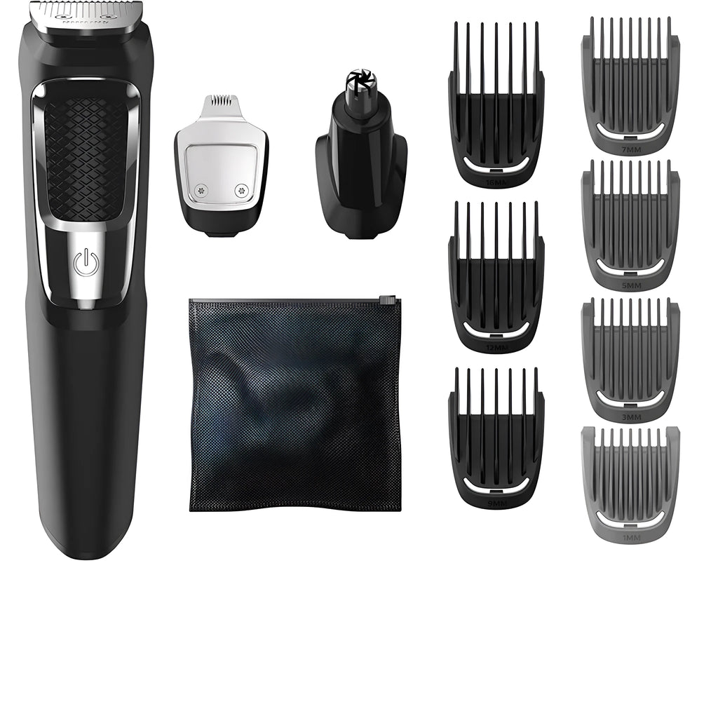 Rechargeable multifunctional nose hair and beard trimmer with cleaning brush