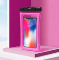 Mobile waterproof bag IPX8 floating dry pouch with touch window in Black, Blue, Orange, Pink, or White