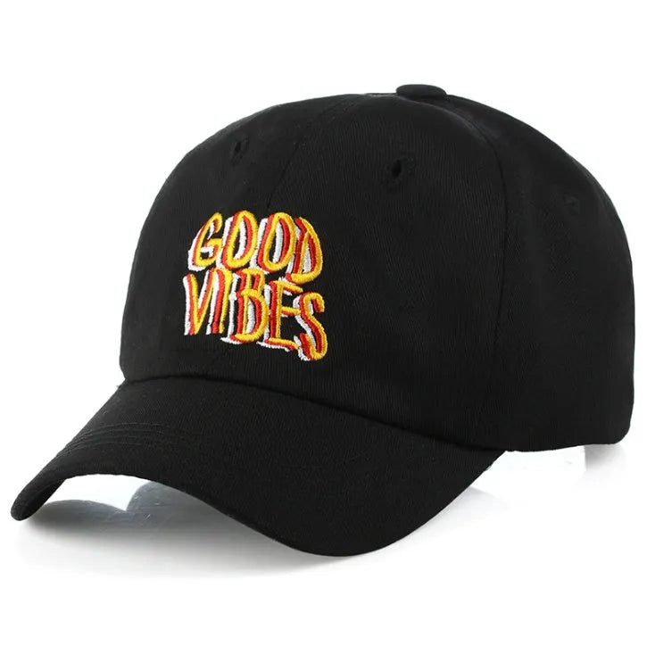 Cotton baseball cap with letter embroidery in hip hop style, available in Black, Pink and White