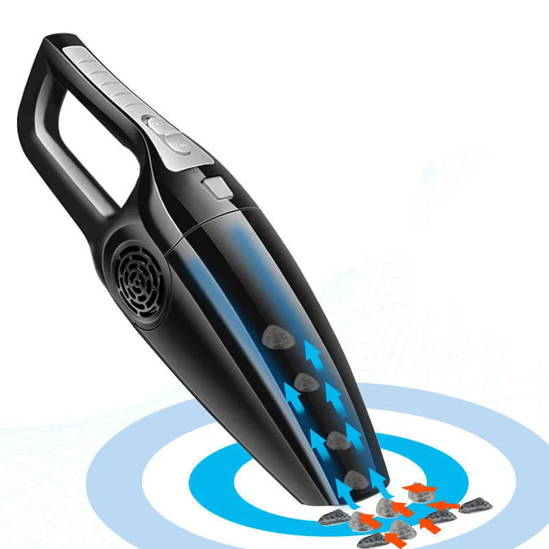 AutoClean Tm wireless portable car vacuum cleaner in black handheld design