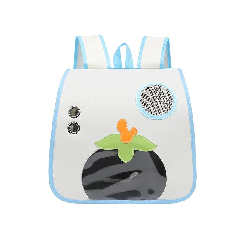Cartoon cat backpack in nylon, holds 6.50kg cat, available in white, black, or orange