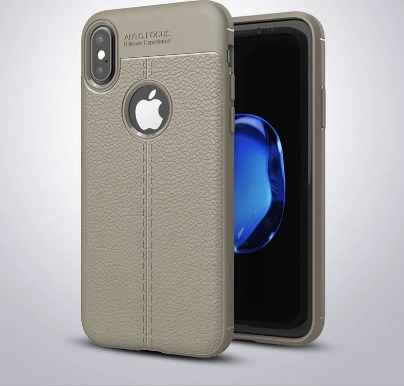 WeFor slim fitted phone case for OnePlus 6, 5, and 5T with PU leather texture back and free screen protector