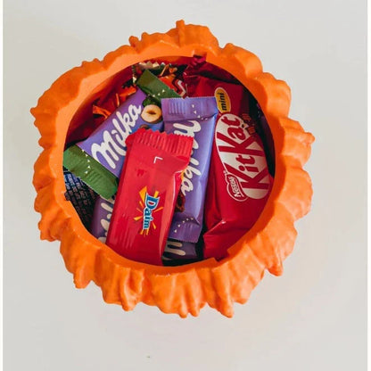 Spooky Pumpkin Candy Bowl with Lid - Reusable Decorative Halloween Candy Dish