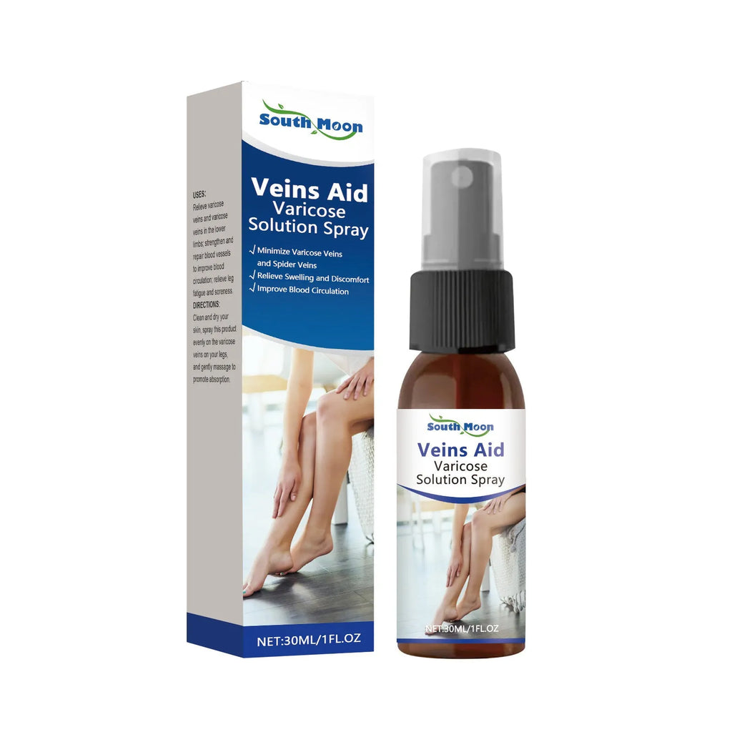 30ml bottle of leg care spray for daily massage with menthol, ginger, and horse chestnut.
