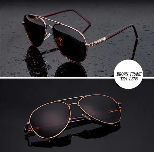Polarized sunglasses with TAC lens, alloy metal frame, mirror finish, UV protection