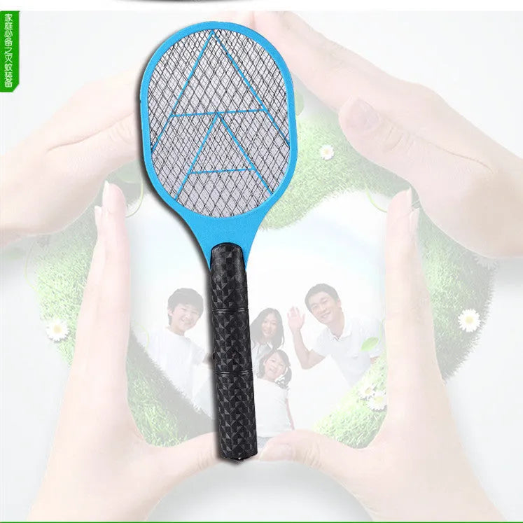 Blue yellow red battery electric mosquito swatter measuring 45 by 16 centimetres
