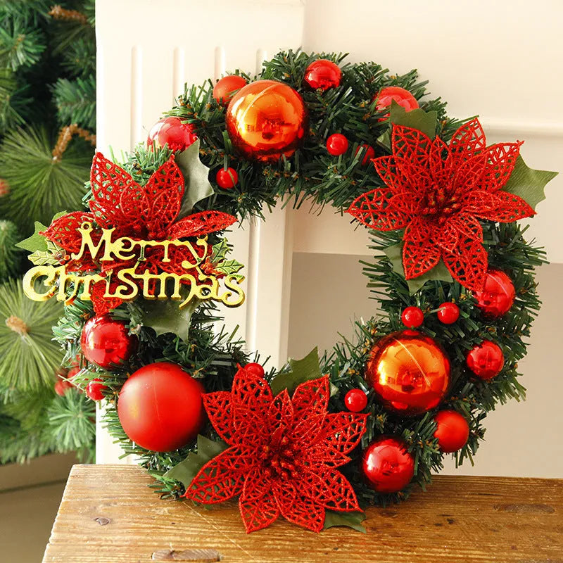 Multicoloured plastic Christmas wreath decoration with a diameter of 30 cm.