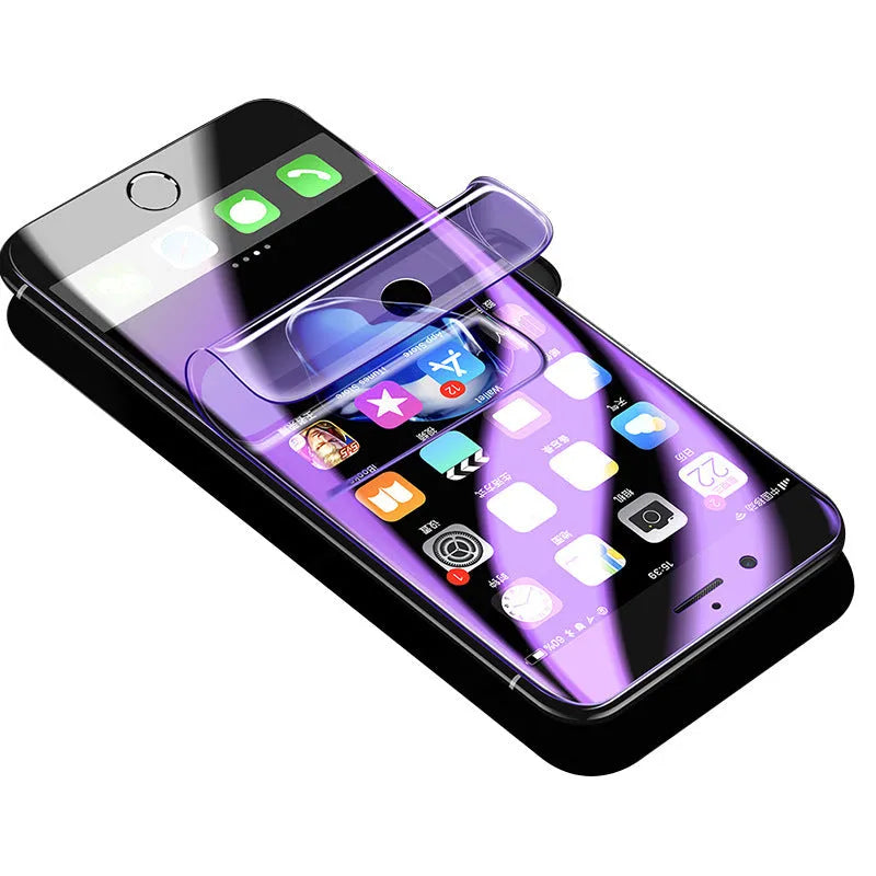 Samsung curved phone hydrogel screen protector in purple packaging with matte finish