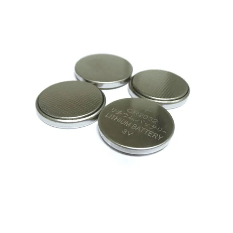 Pack of 3V button cell batteries showing CR2032, CR2025, and CR2016 sizes for small electronics.