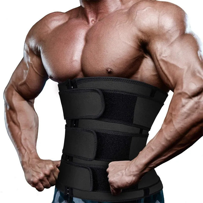 Men's sports waist belt corset slimming belt in neoprene polyester black grey sizes M to 3XL