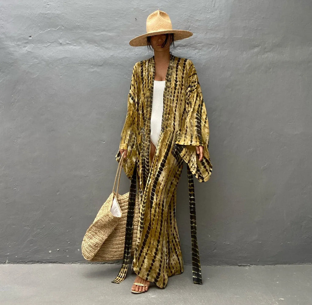Loose cotton beach cover-up blouse in DN0712 colour options for sun protection