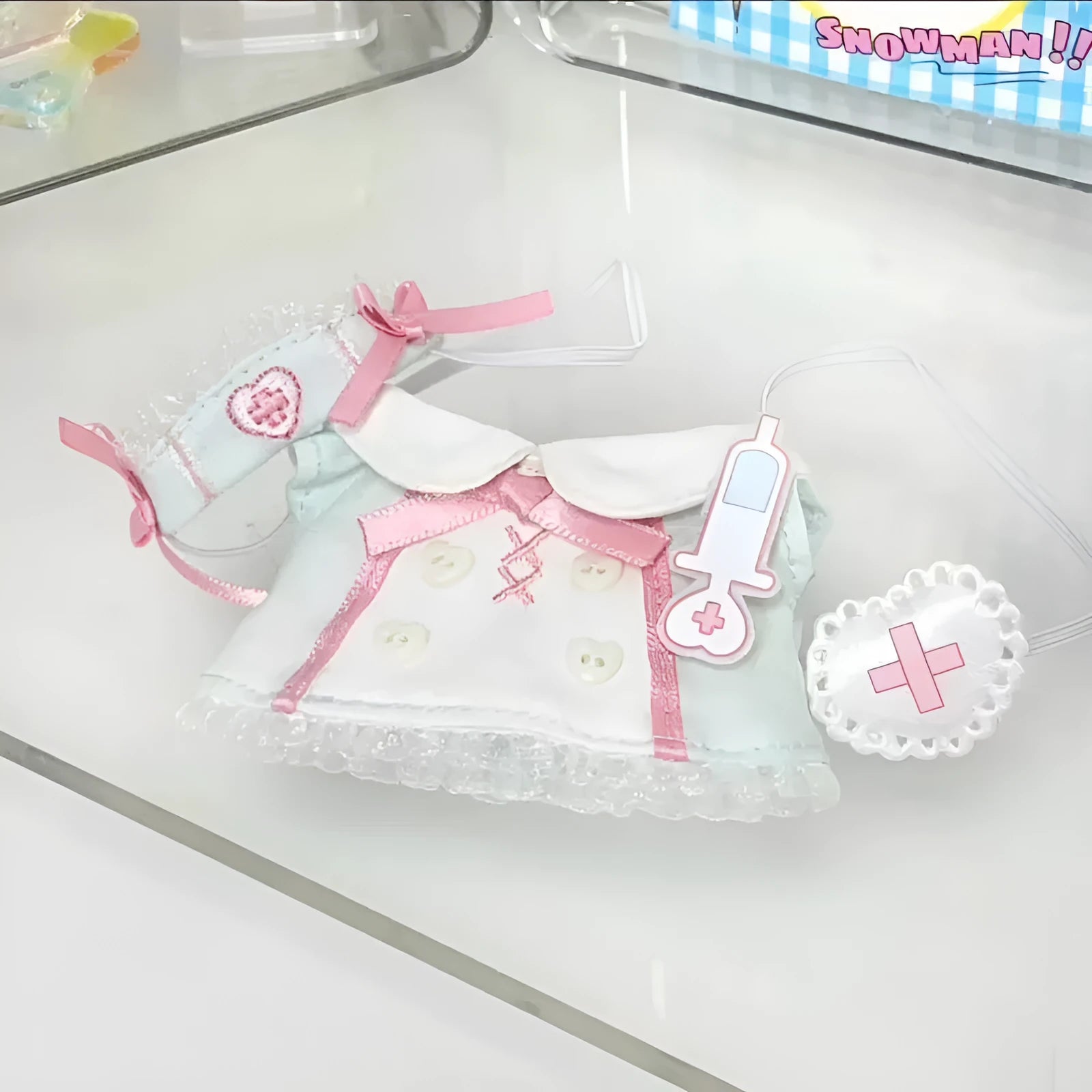 10cm non-attribute cotton doll clothes little nurse suit for small dolls on white background
