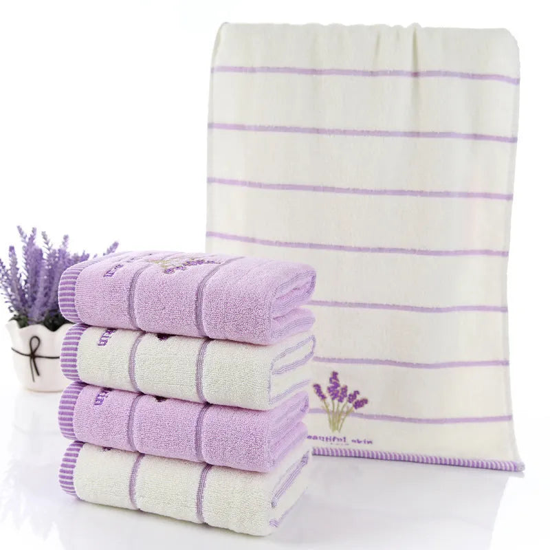 Pure cotton 32-strand embroidered face washing towel in green, 34x74cm, soft absorbent fabric