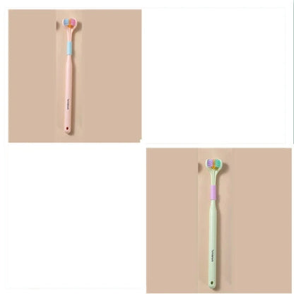 3-in-1 Soft Bristle Toothbrush with Tri-Sided Brush Head and Temperature-Responsive Bristles