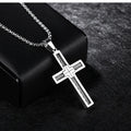 Titanium steel cross pendant necklace with geometric design, 550mm chain, gold finish option