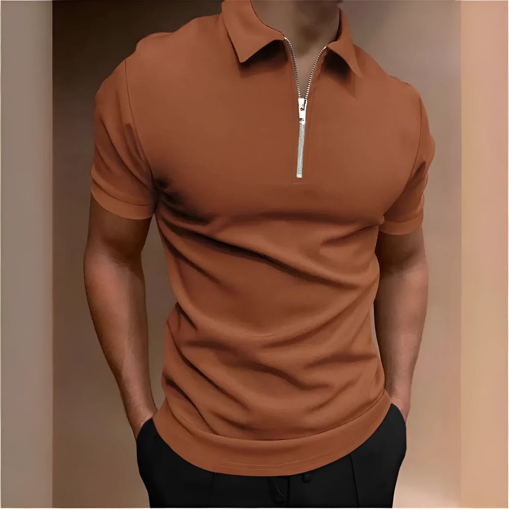 Men's solid colour polo shirt in casual fit with neat polo collar and short sleeves, available in multiple colours