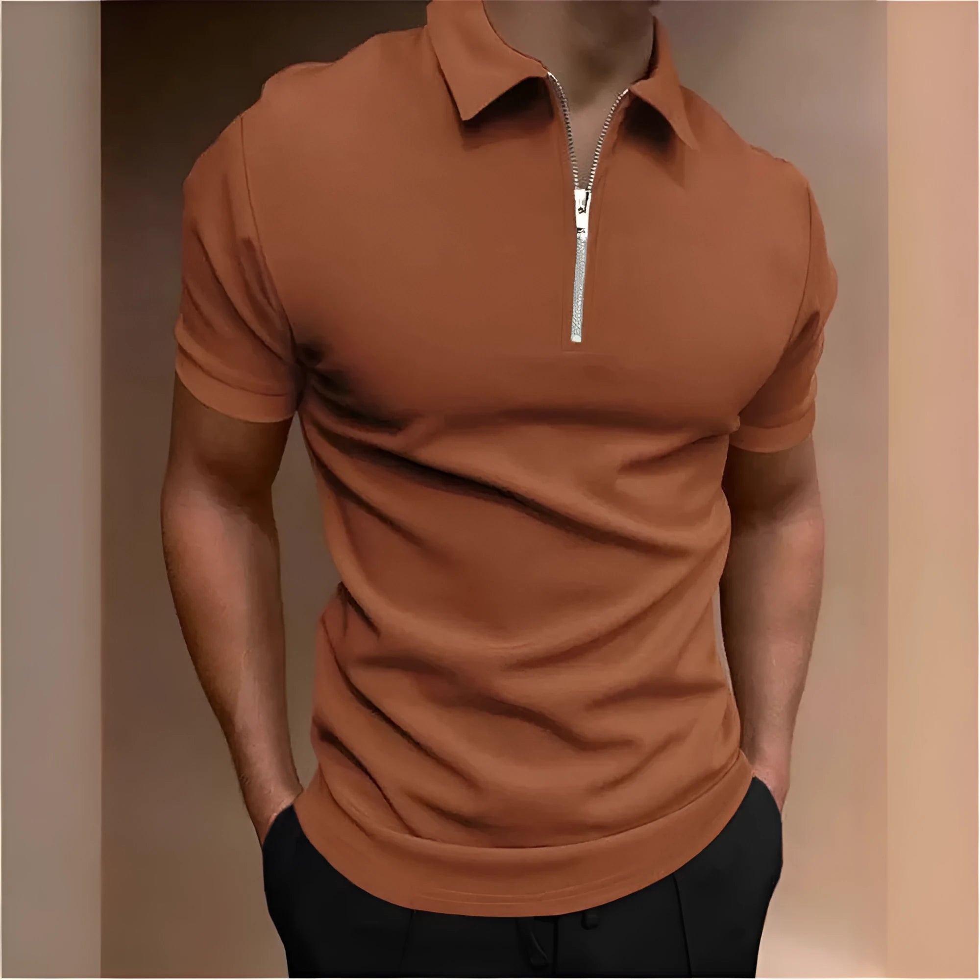 Men's solid colour polo shirt in casual fit with neat polo collar and short sleeves, available in multiple colours