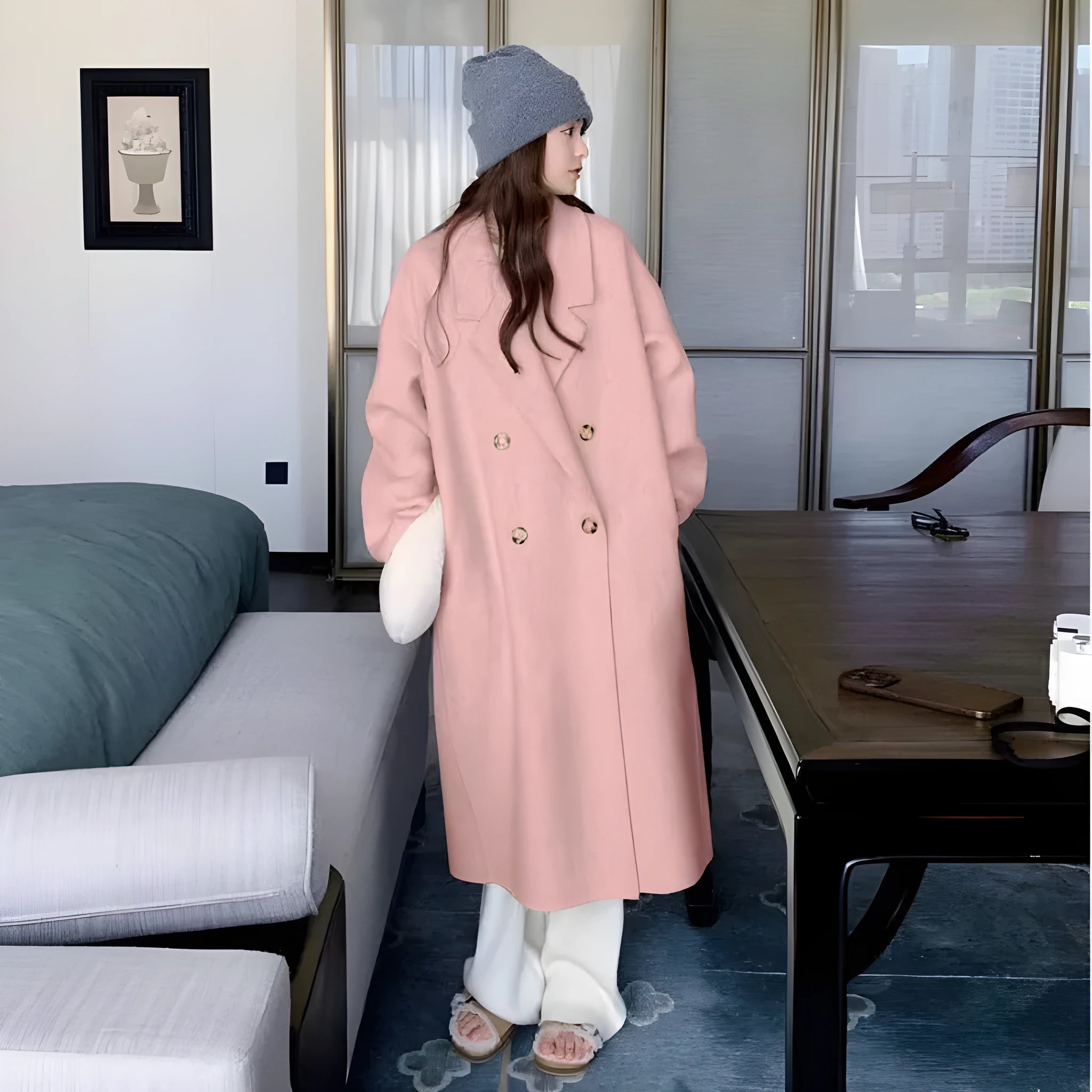 High-grade gray polyester long sleeve coat for women, autumn style, regular sleeve, available in multiple sizes and colours