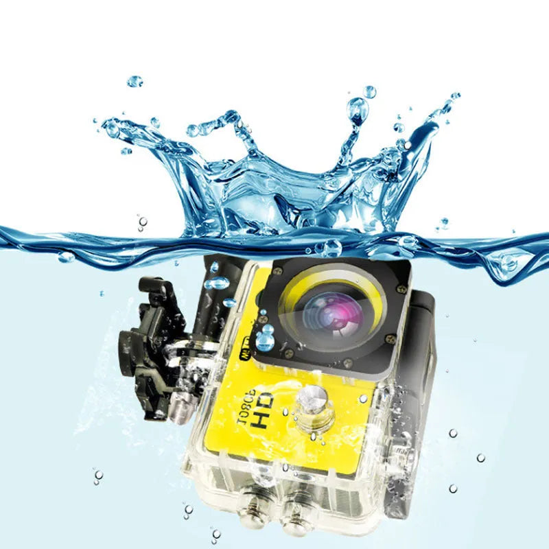 Waterproof sports camera with 2.0 inch LCD screen, 480P resolution, plastic body, in black colour