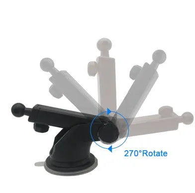 Universal telescopic long rod car phone bracket with adjustable clamp, made from black ABS plastic.
