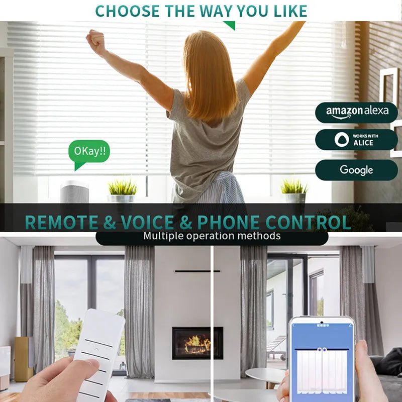 Duya smart electric curtain motor with aluminium track and rechargeable remote control