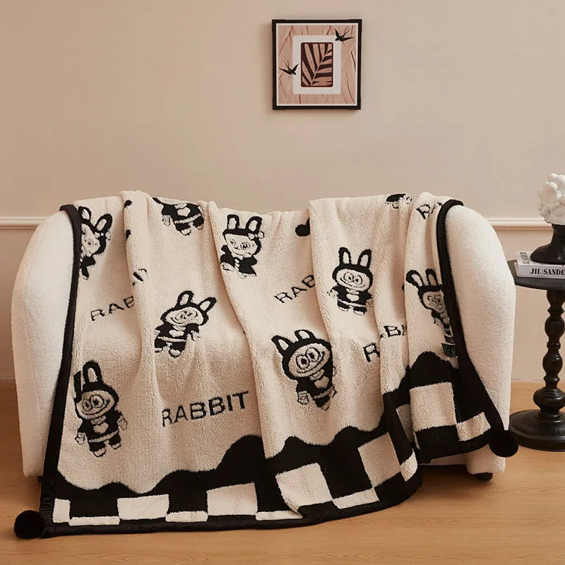 Black and white panda velvet multifunctional blanket in six sizes from 100x150cm to 230x250cm