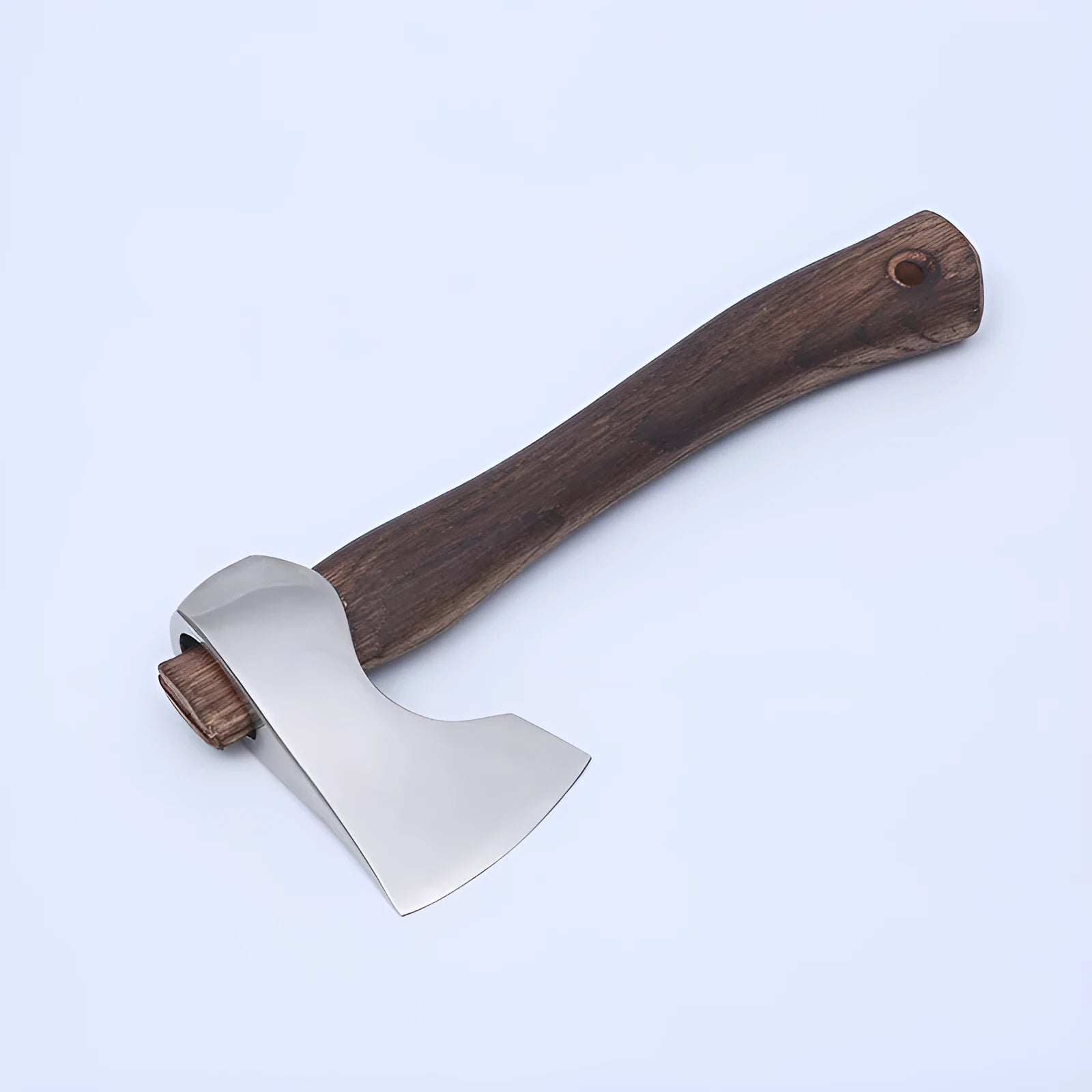 Camping axe with wooden handle and high carbon steel blade for outdoor logging