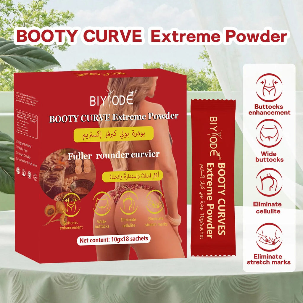 Booty Curve Extreme Herbal Supplement Powder 18 Sachets Box Body Shaping Energy Boost